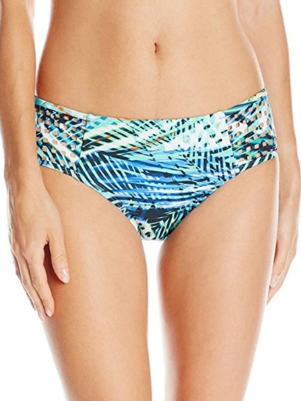 Kenneth Cole Women's Sporty Splice Side Hipster Swim Bikini Bottom, Blue, Small